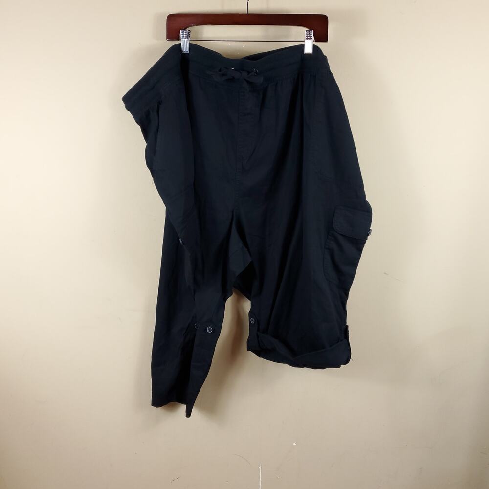 Woman Within Black Convertible Length Cargo Capri Pant Size 36W